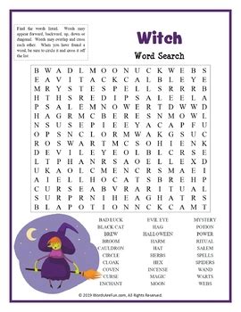 WITCH Word Search Puzzle by Words Are Fun | Teachers Pay Teachers