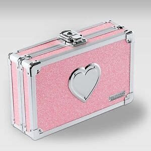 NEW Vaultz Pink Bling Glitter Heart Pencil Box School Cosmetic Medicine ...