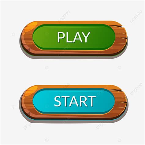 Start Button Clipart Vector, Wooden Gaming Play Start Button For Ui ...