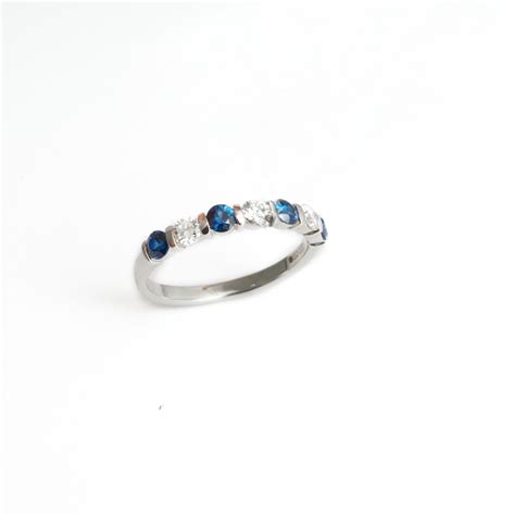 18ct White Gold Sapphire & Diamond Eternity Ring - FJ Zelley