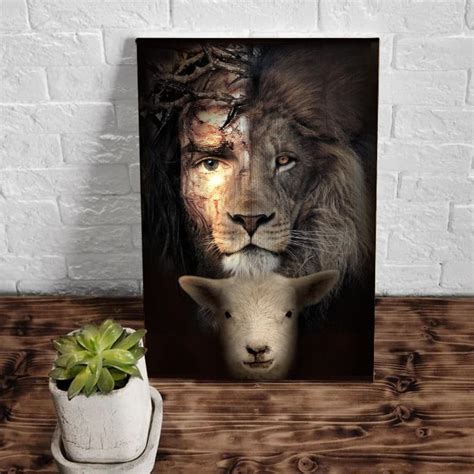 Jesus Lion And Lamb The Perfect Combination Canvas, Lion Of Judah, Christian Canvas - Teehall ...