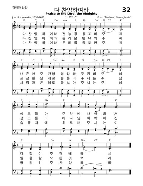 Praise to the Lord, the Almighty Sheet music for Piano (Solo ...