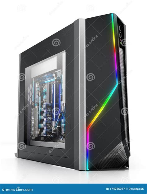 Modern PC Case with RGB LED Lights. 3D Illustration Stock Illustration ...