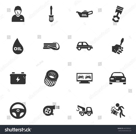 Car Service Maintenance Icons Set And Symbols For Web User Interface Stock Vector Illustration ...