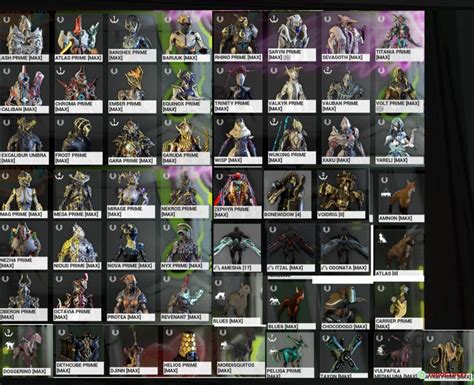 Venta de cuenta de Warframe mr 27 con 49 Warframes/skins/etc | USD 350