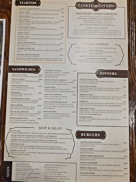 Menu at Yankee Tavern pub & bar, Eagan, Yankee Doodle Rd