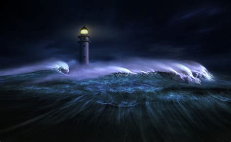 Stormy Lighthouse: HD Ocean Wallpaper by Nikos Bantouvakis