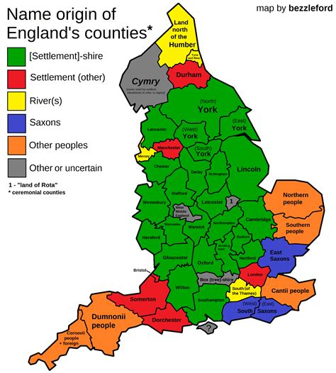 Name origin of English counties | Map of britain, English counties ...