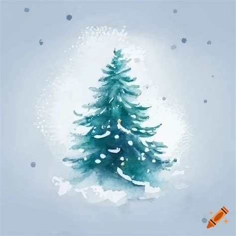 Watercolor christmas card with a snowy tree on Craiyon