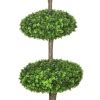 HOMCOM Set of 2 3.5ft(43.25") Artificial Ball Boxwood Topiary Trees in ...