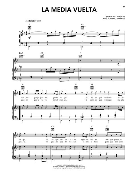 Jose Alfredo Jimenez "La Media Vuelta" Sheet Music & Chords | Download ...