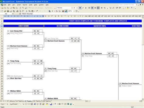 Badminton Tournament Bracket | Excel Templates