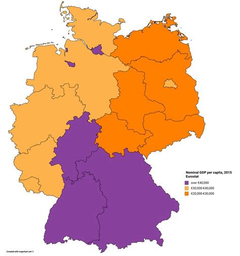 an orange and purple map shows the percentage of population in germany