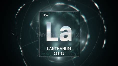 Lanthanum As Element 57 of the Periodic Table 3D Illustration on Blue Background Stock ...