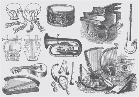 Vintage Music Instruments 125518 Vector Art at Vecteezy