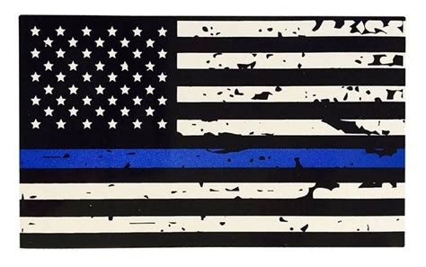 Tattered Blue Line Flag Thin Blue Line Vinyl Sticker Police - Etsy