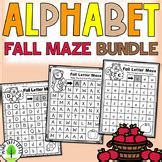 Dyslexia Uppercase and Lowercase Alphabet Maze Worksheets {Fall}