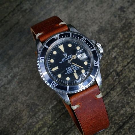 BandrBands 20mm Cognac Vintage Leather Watch Band Strap On Rolex Submariner Photo by ronabraham ...