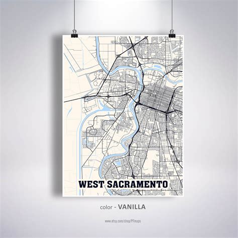 West Sacramento Map Print West Sacramento City Map - Etsy