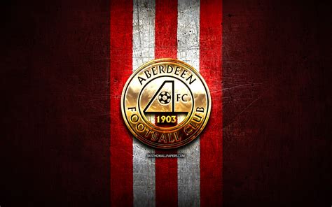 Download wallpapers Aberdeen FC, golden logo, Scottish Premiership, red ...