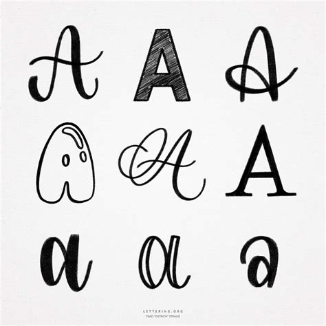 Hand lettering A | 9 ways to draw an A