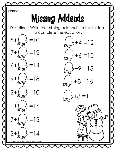 Winter Math and Literacy Printables-No Prep! | First grade math, Math, 1st grade math