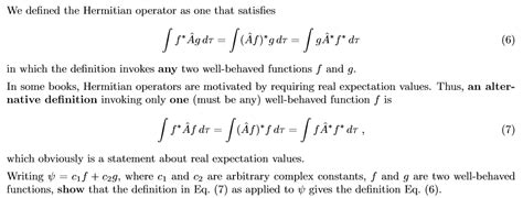 Solved We defined the Hermitian operator as one that | Chegg.com