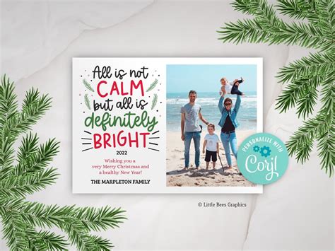 2023 Christmas Card Funny, All is Not Calm All is Bright, Editable ...