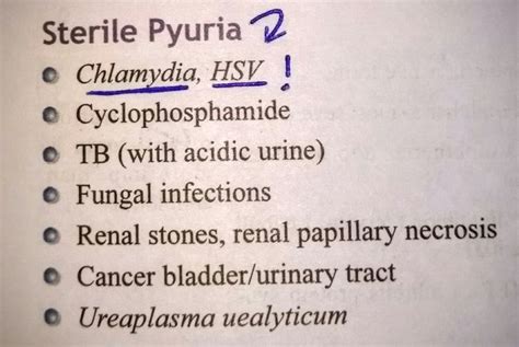 Sterile Pyuria (defined as "white cells in urine without significant bacterial growth ) is seen ...