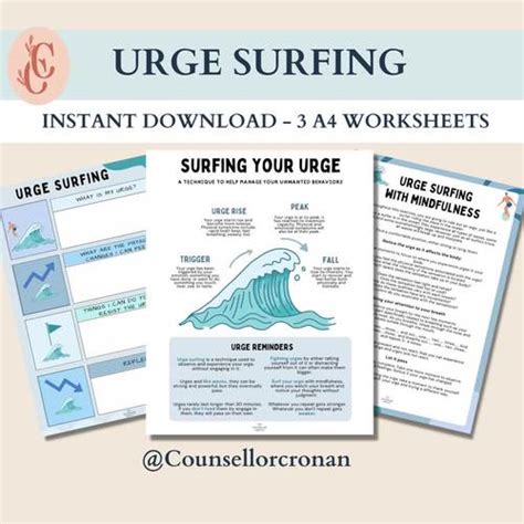 Urge surfing mindfulness tool, self regulation, anxiety relief, panic attack DBT