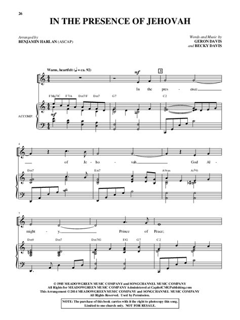 In The Presence Of Jehovah (Choral Anthem SATB) Sheet Music PDF (Alfred ...