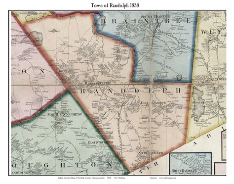 Randolph Massachusetts 1858 Old Town Map With Homeowner Names - Etsy