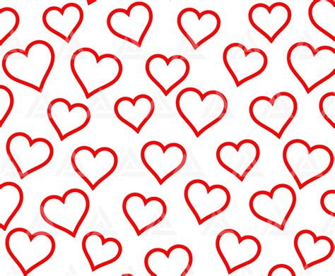 Outline Red Heart Pattern Svg, Love Svg, Valentine's Day Background ...