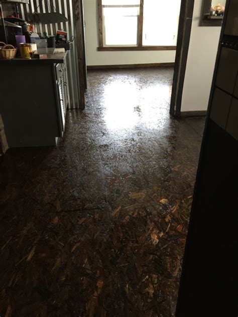 OSB stained floor | Diy flooring, Unique flooring, Osb