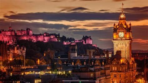 Edinburgh city skyline at night, Scotland