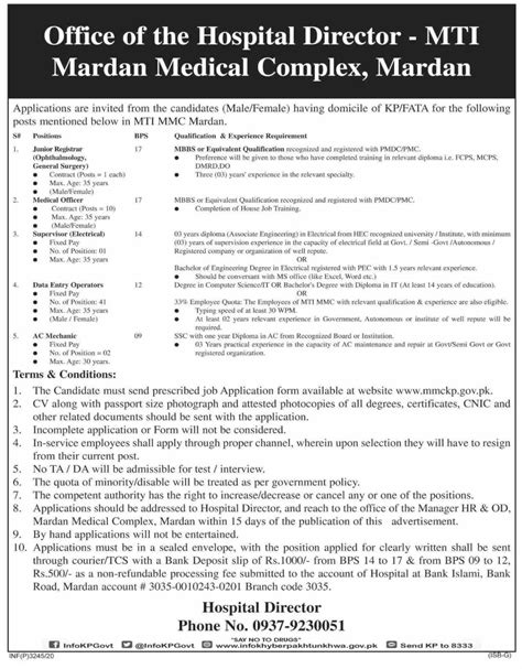 Mardan Medical Complex Jobs 2020 - Latest Jobs In Pakistan