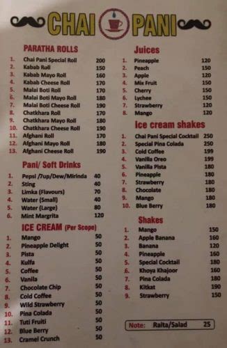 Chai Pani Faisalabad Menu Card Contact Number Address Location