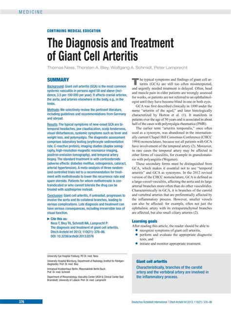 The Diagnosis and Treatment of Giant Cell Arteritis (24.05.2013)