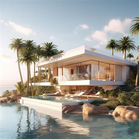 Premium AI Image | 3D Luxury house design with pool