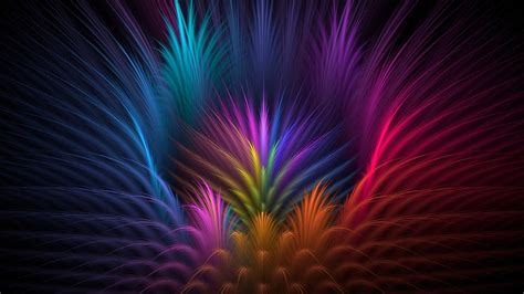 colorful, feather, artist, digital art HD Wallpaper