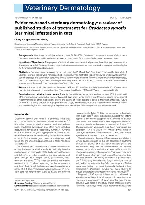 (PDF) Evidence-based veterinary dermatology: a review of published studies of treatments for ...