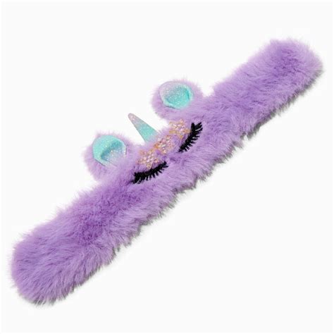 Purple Furry Unicorn Slap Bracelet | Claire's