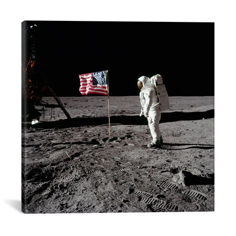 Neil Armstrong Placing American Flag on the Moon // NASA (37"H x 37"W x 0.75"D) - Spaced Out ...