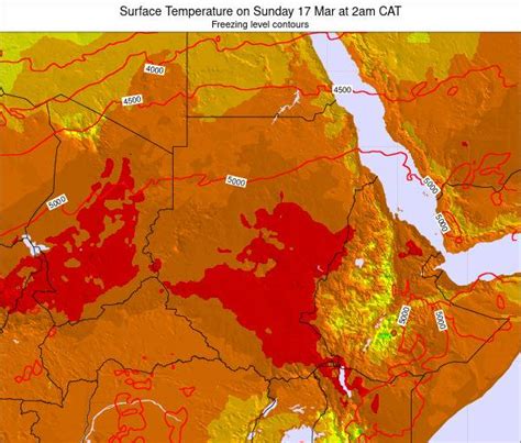 Sudan Surface Temperature on Thursday 24 Jun at 9am EAT