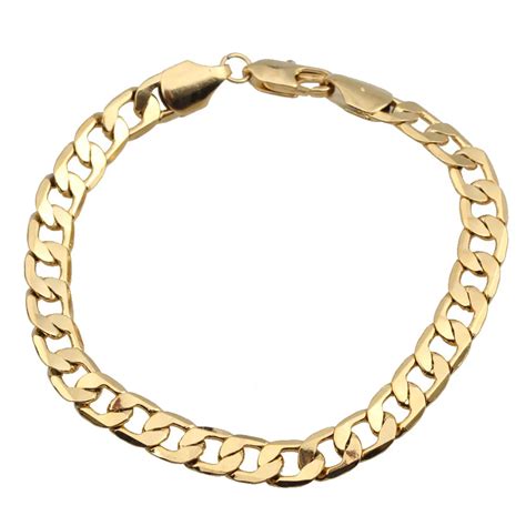 New Fashion 20CM Gorgeous Rold Gold Color Link Chain Metal Bracelet for Men Women Bracelet Metal ...