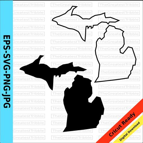 Michigan State Map Svg Png Jpg Eps Vector Graphic Clip Art - Etsy ...