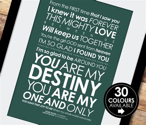 Lionel Richie My Destiny LYRICS Print Free PERSONALISED - Etsy UK