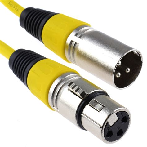 kenable XLR 3 Pin Microphone Lead Male to Female Audio Cable YELLOW 5m