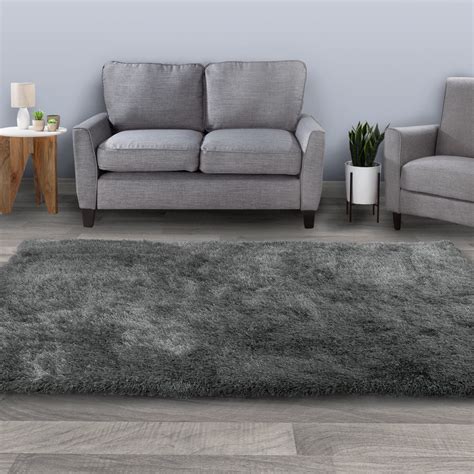 Shag Area Rug- 5x7 Plush Gray Throw Carpet Modern Design by Somerset Home - Walmart.com