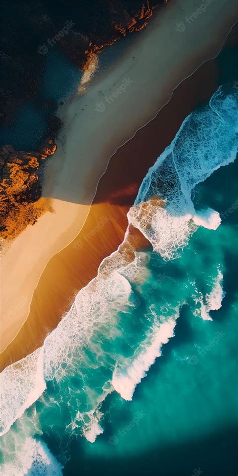 Premium AI Image | aerial drone shot of a beach and ocean